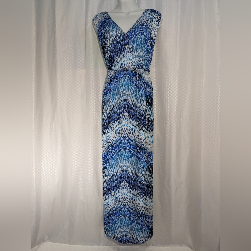Maggie Barnes for Catherine's Maxi Dress, Blue/White, Size 0X (14/16)